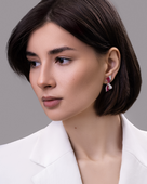 Серьги с рубинами, розовыми сапфирами и бриллиантами, розовое золото