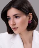 Серьги с рубинами и бриллиантами, белое золото