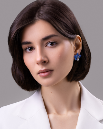 Серьги с сапфирами и бриллиантами, белое золото 2