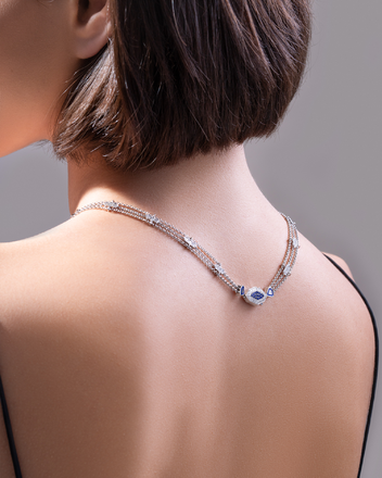 Колье с бриллиантами и сапфирами, белое золото, н. керамика 4
