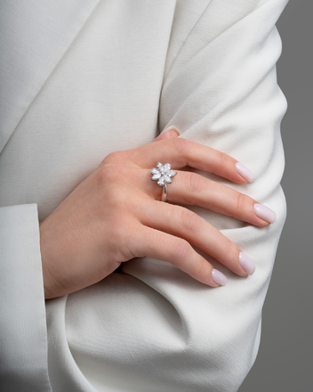 Кольцо с бриллиантами, белое золото 4