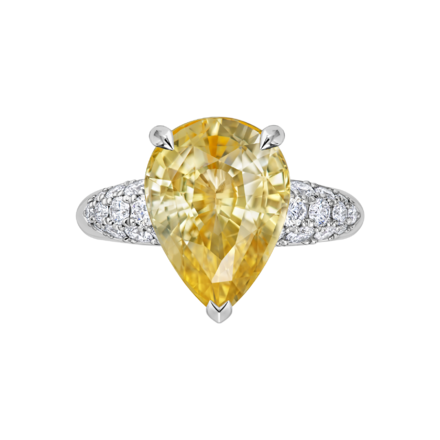 Кольцо с желтым сапфиром и бриллиантами, белое золото 2