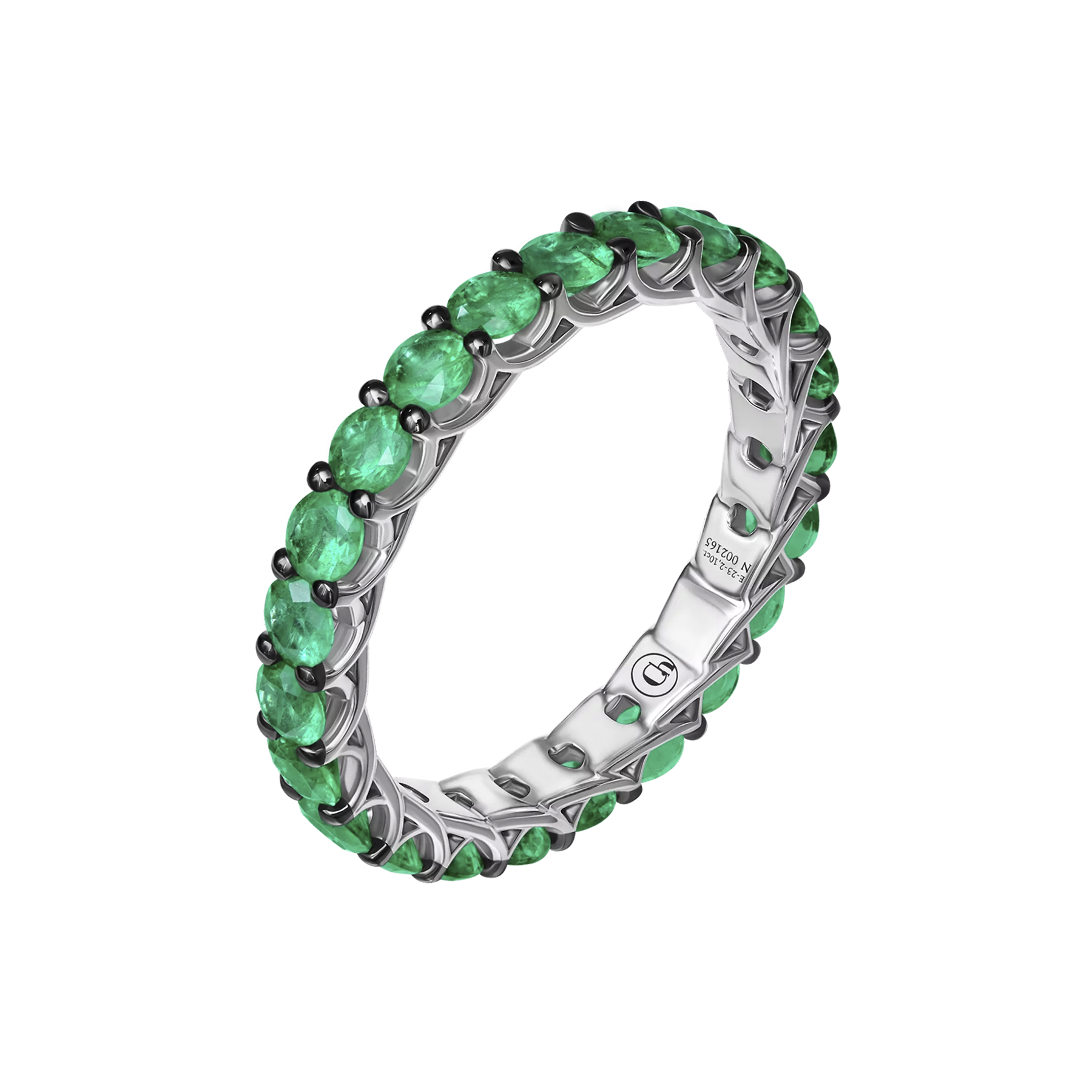 Кольцо с изумрудами, белое золото