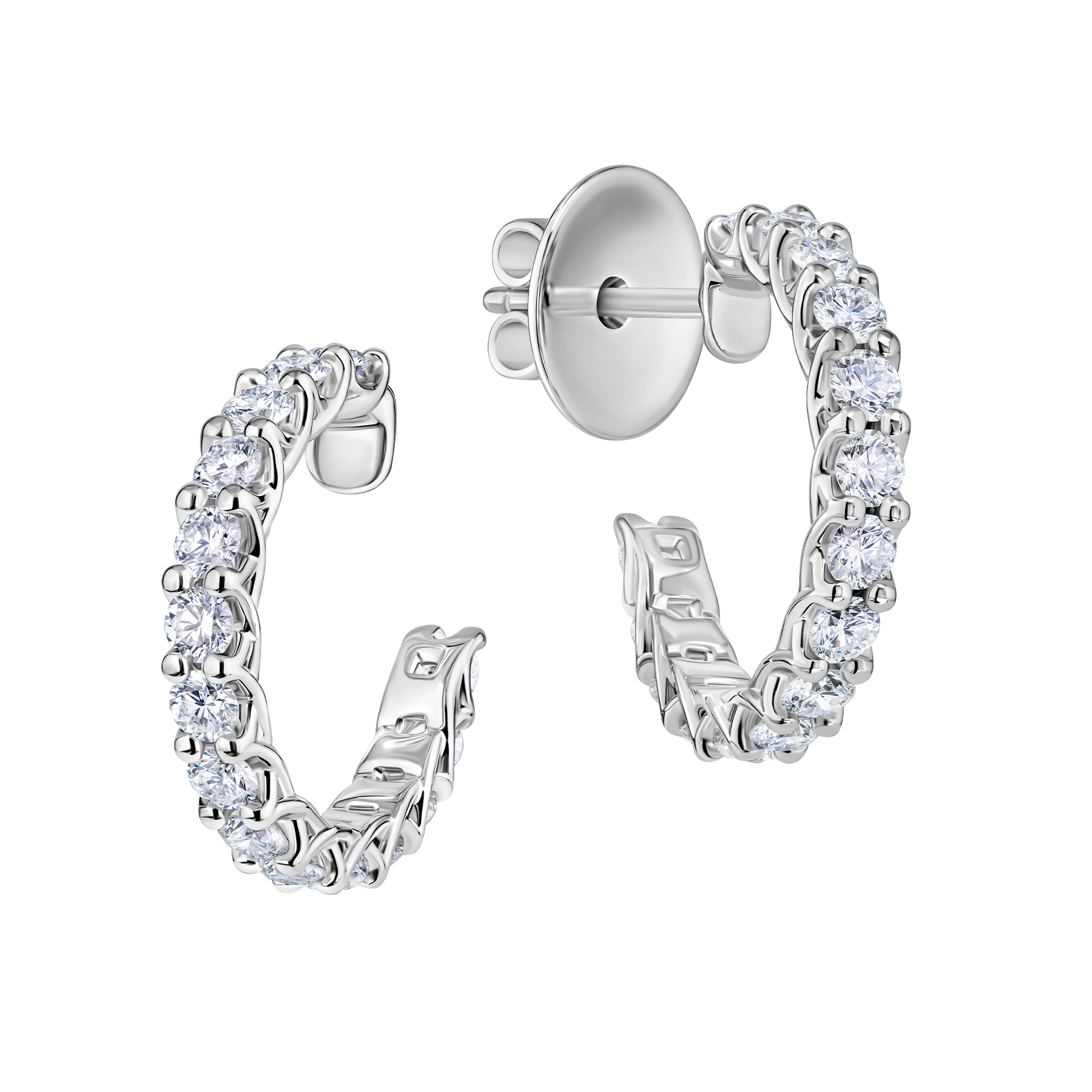 Пусеты с бриллиантами, белое золото