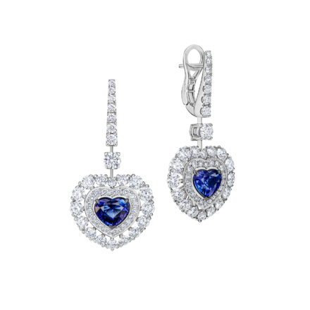 Серьги с сапфирами и бриллиантами, белое золото
