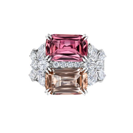 Кольцо с турмалинами и бриллиантами, белое золото 2