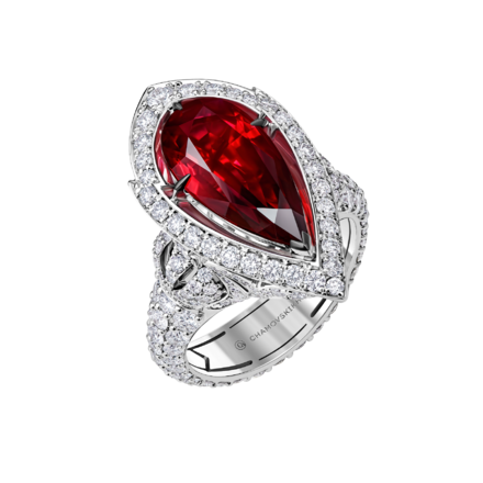 Кольцо с рубинами и бриллиантами, белое золото 4