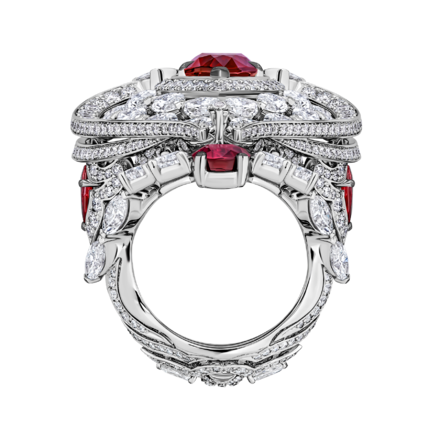 Кольцо с рубинами и бриллиантами, белое золото 3