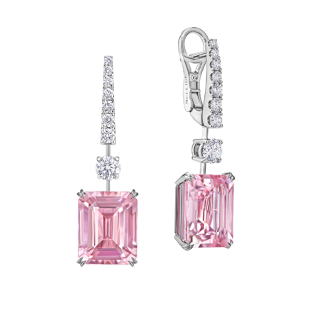 Серьги с морганитами и бриллиантами, белое золото