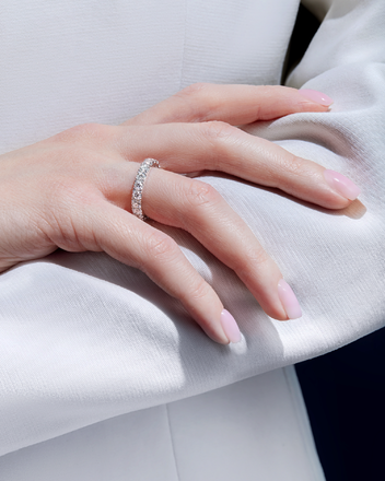 Обручальное кольцо с бриллиантами, белое золото 2