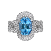 Кольцо с аквамарином и бриллиантами, белое золото
