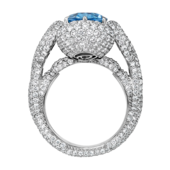 Кольцо с аквамарином и бриллиантами, белое золото