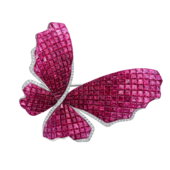 Брошь с рубинами, розовыми сапфирами и бриллиантами, белое золото