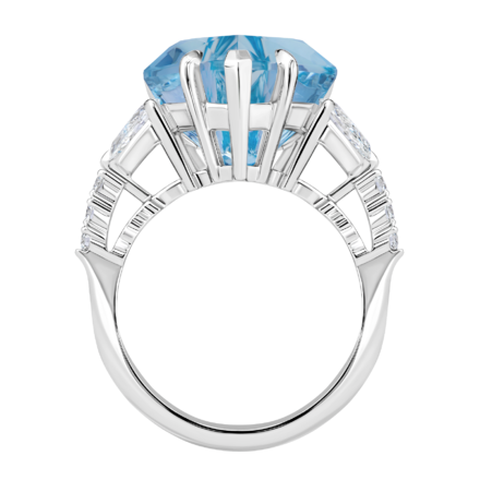 Кольцо с аквамарином и бриллиантами, белое золото 3
