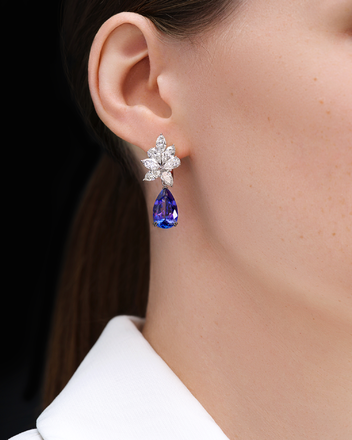 Серьги с танзанитами и бриллиантами, белое золото 2