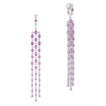 Серьги с розовыми сапфирами и бриллиантами, белое золото