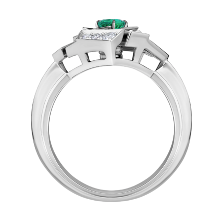 Кольцо с изумрудом и бриллиантами, белое золото 3