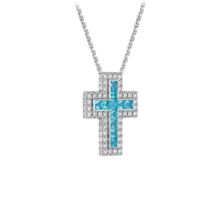 Колье с турмалином параиба и бриллиантами, белое золото 2