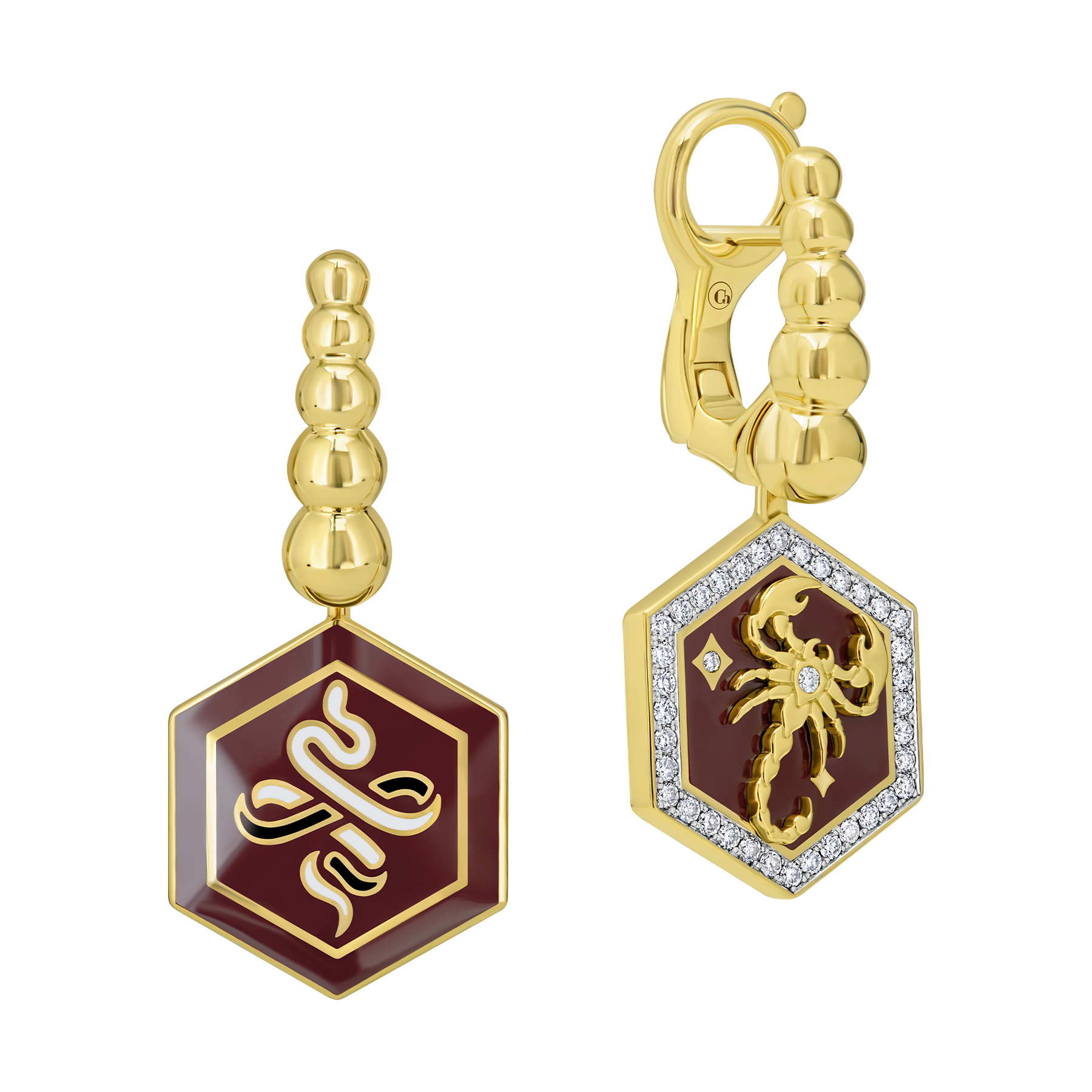 Серьги с бриллиантами, желтое золото, н.керамика