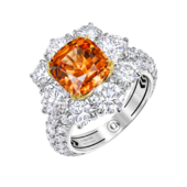 Кольцо со спессартином и бриллиантами, белое золото