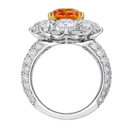 Кольцо со спессартином и бриллиантами, белое золото 3