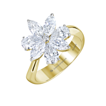 Кольцо с бриллиантами, желтое золото