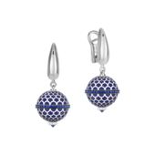 Серьги с сапфирами и бриллиантами, белое золото, н.керамика