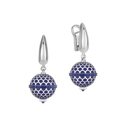 Серьги с сапфирами и бриллиантами, белое золото, н.керамика