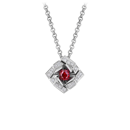 Колье с рубином и бриллиантами, белое золото