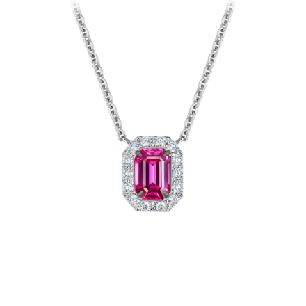 Колье с рубином и бриллиантами, белое золото