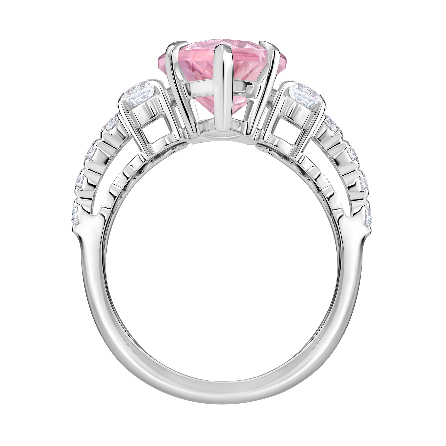 Кольцо с морганитом и бриллиантами, белое золото