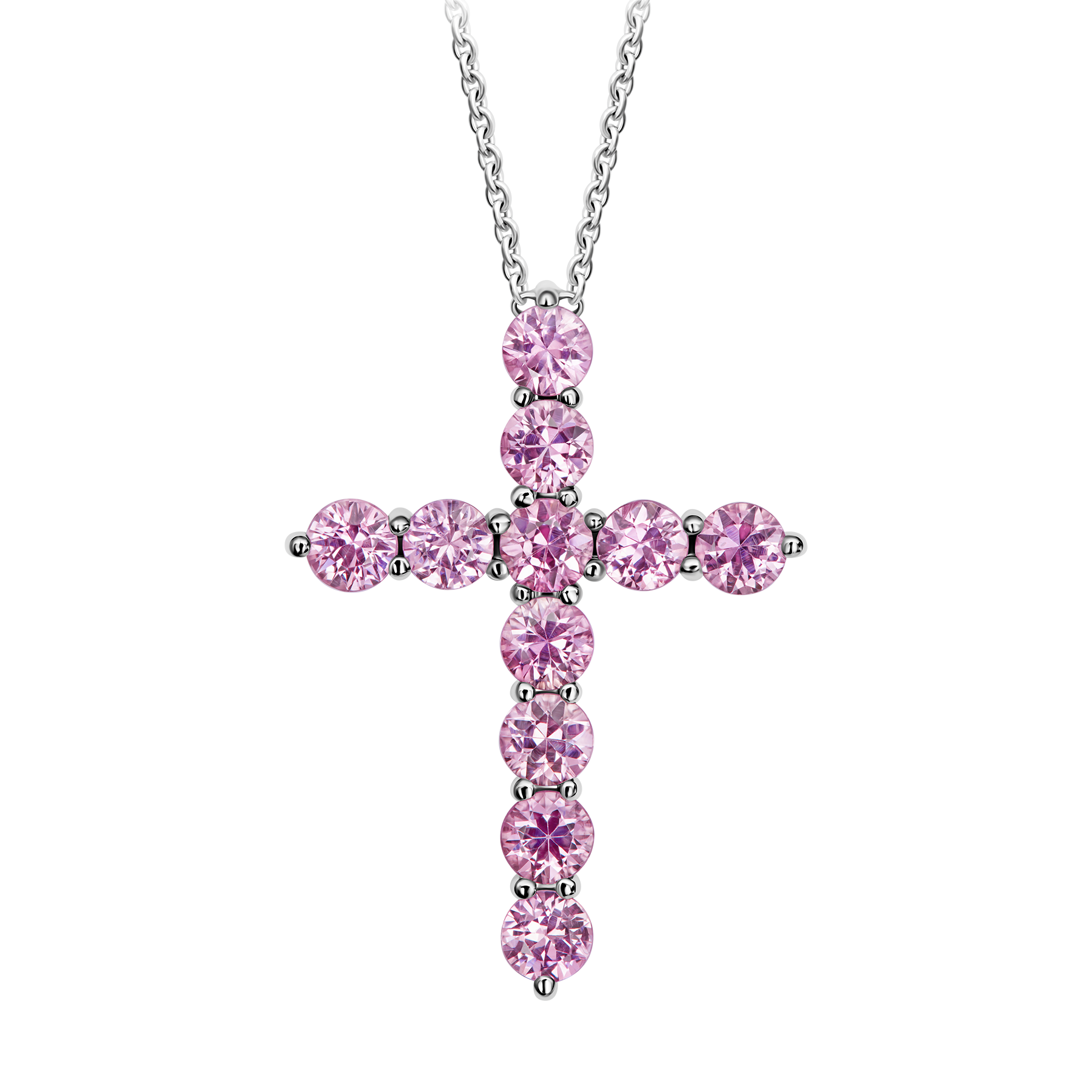 Колье с розовыми сапфирами, белое золото