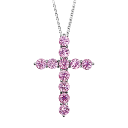 Колье с розовыми сапфирами, белое золото