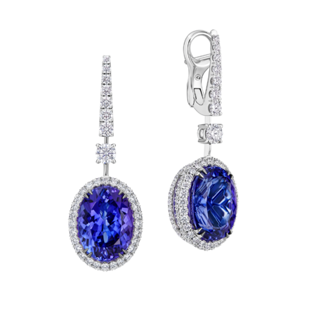 Серьги с танзанитами и бриллиантами, белое золото