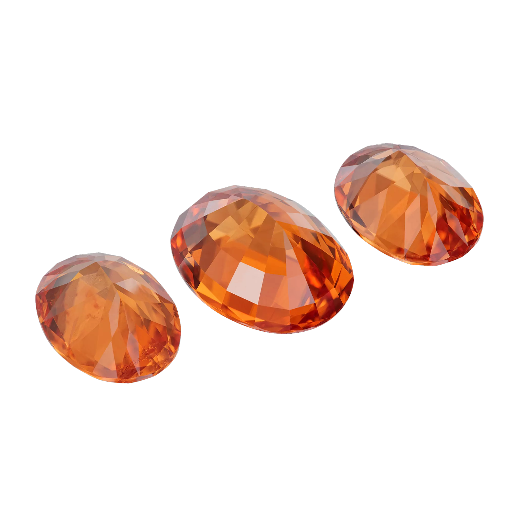 Сет из трёх спессартинов, 2-4,15ct и 1-3,88ct