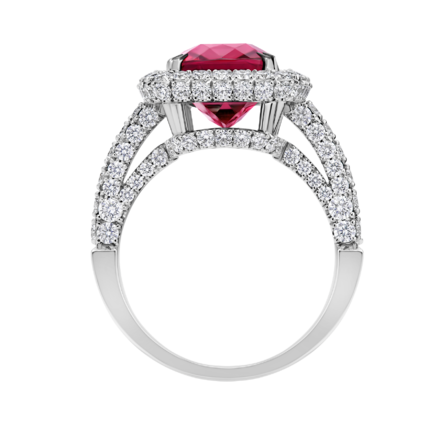 Кольцо с турмалином рубеллитом и бриллиантами, белое золото 3