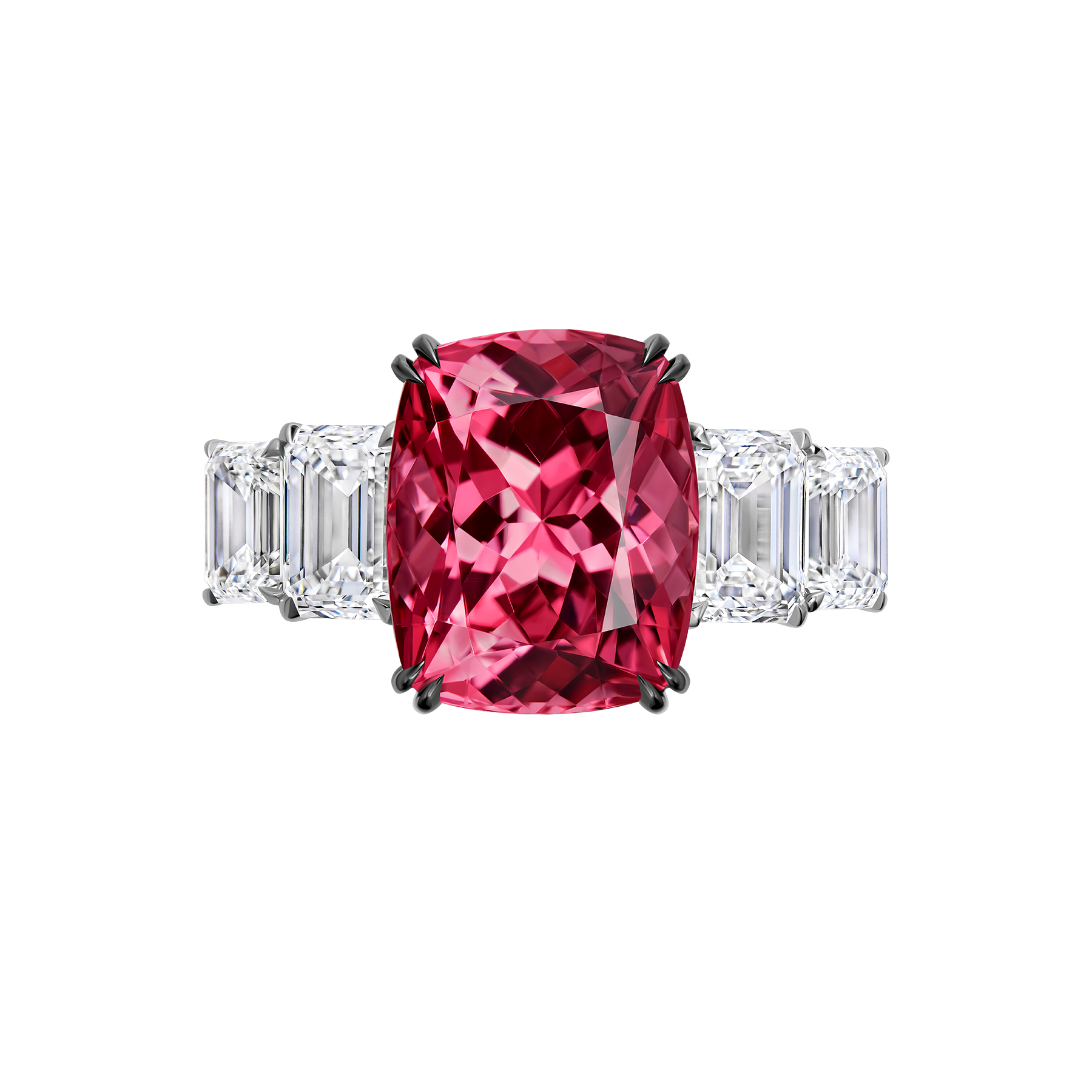 Кольцо со шпинелью и бриллиантами, белое золото