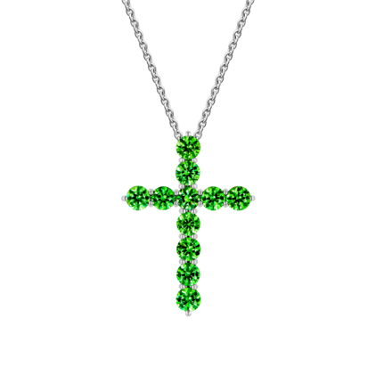 Колье с демантоидами и бриллиантом, белое золото