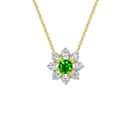 Колье с демантоидом и бриллиантами, желтое золото