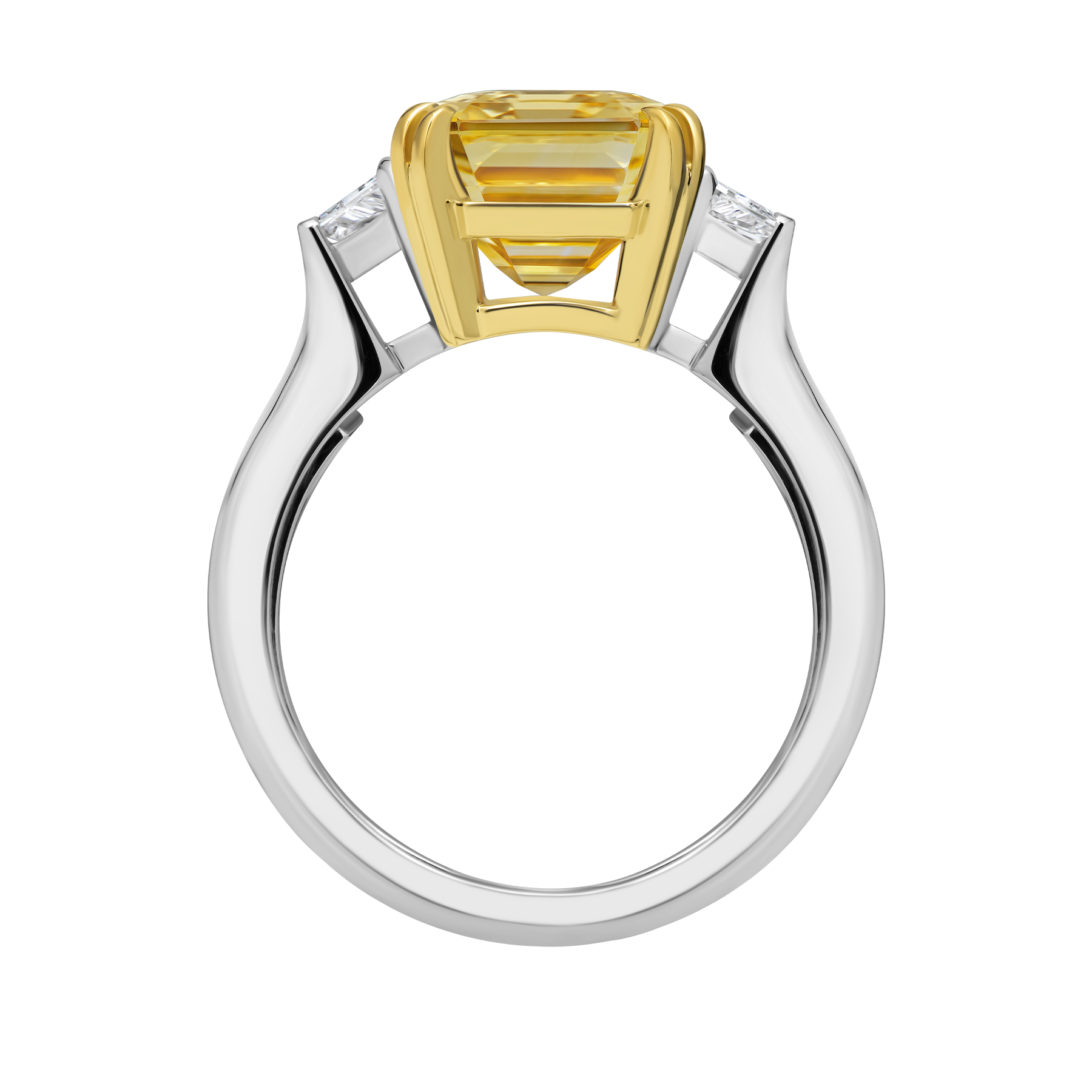 Кольцо с желтым сапфиром и бриллиантами, белое золото