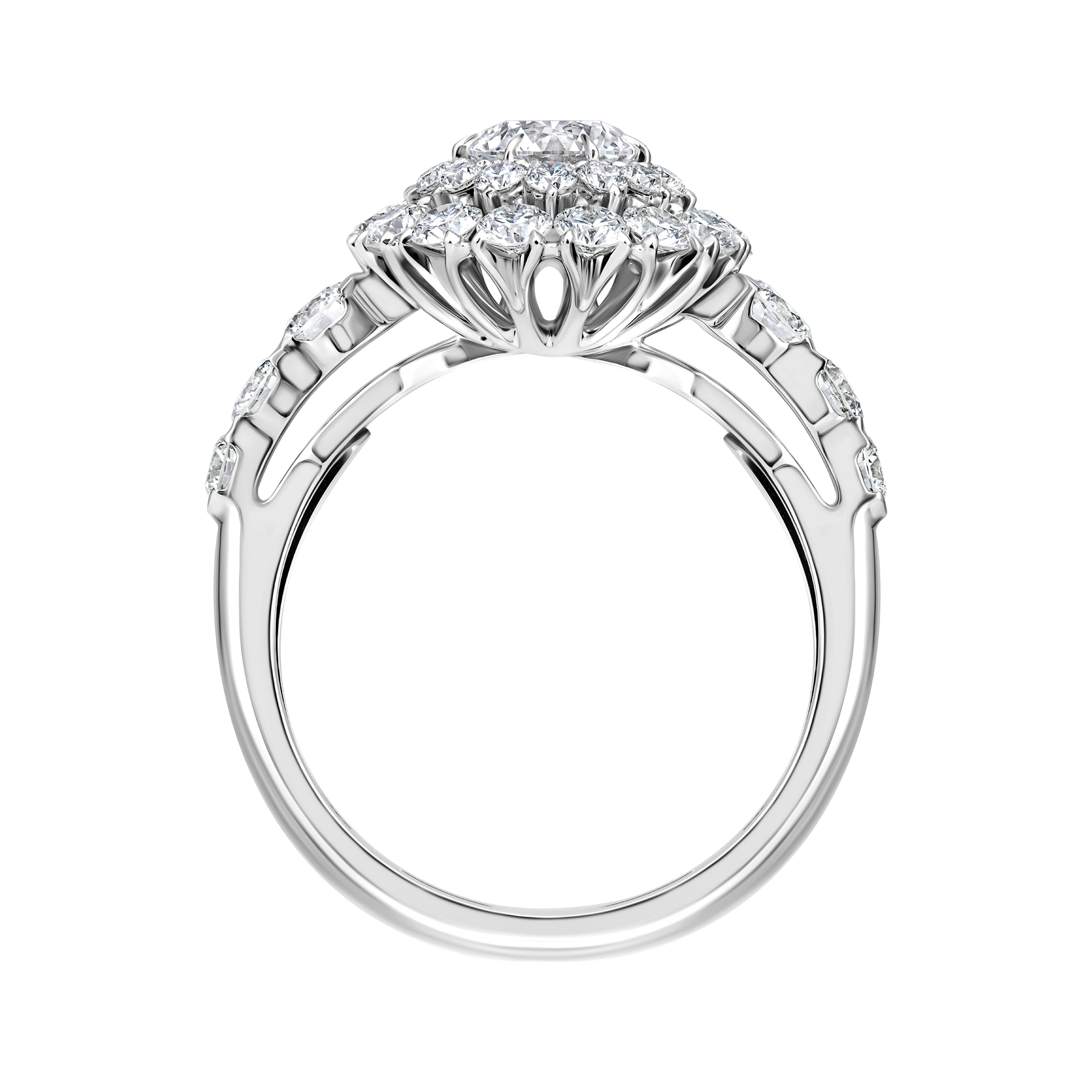 Кольцо с бриллиантами, белое золото