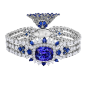 Браслет с танзанитами, бриллиантами и сапфирами, белое золото