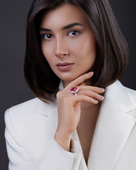 Кольцо с рубеллитом и бриллиантами, белое золото