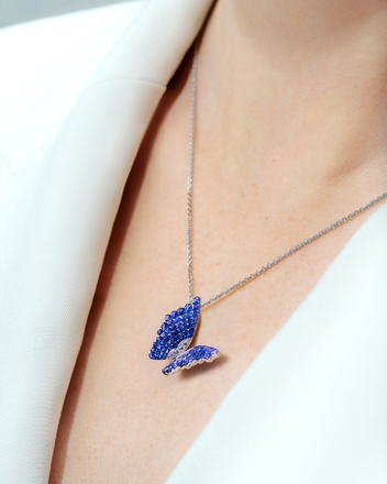 Подвес с сапфирами и бриллиантами, белое золото 3