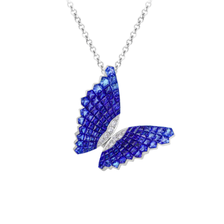 Подвес с сапфирами и бриллиантами, белое золото