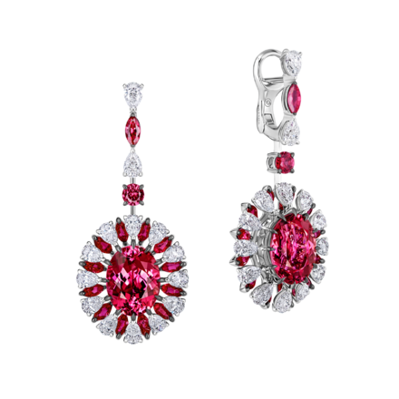 Серьги Rosetta с рубеллитом и бриллиантами, белое золото
