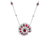 Колье с рубинами и бриллиантами белое золото