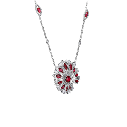 Колье с рубинами и бриллиантами белое золото 2