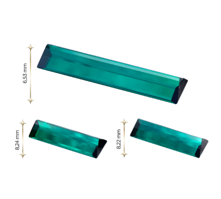 Сет из трёх Турмалинов Индиголитов, Багет, 26,85ct/ 10,56ct/ 10,38ct 6