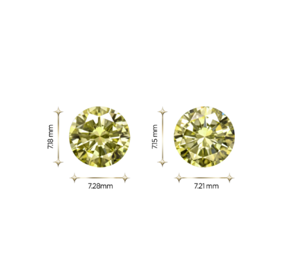Сет из двух жёлтых бриллиантов, Круг, 1,33ct/ 1,33ct 4